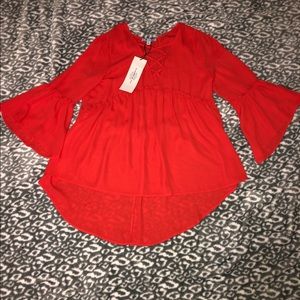 NWT She and Sky Bell Sleeve V-Neck Strappy Top